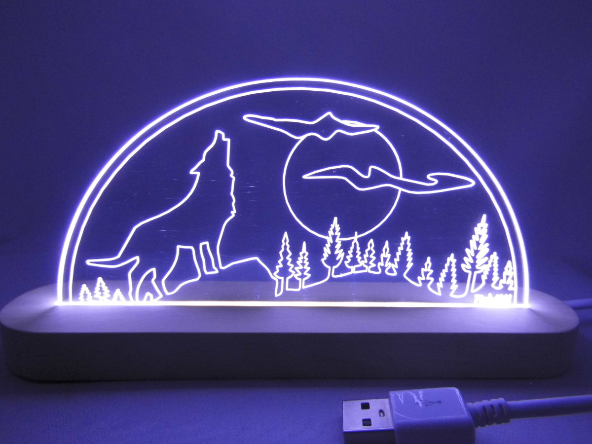 Laserdatei LED-Bogen „heulender Wolf“ SVG & DXF Digitaler Download