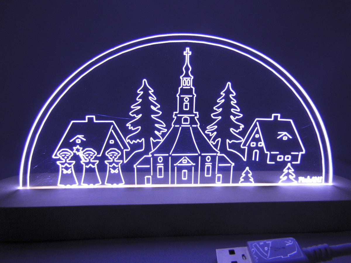 Laserdatei LED-Bogen „Seiffener Kirche mit Kurrende“ SVG & DXF Digitaler Download
