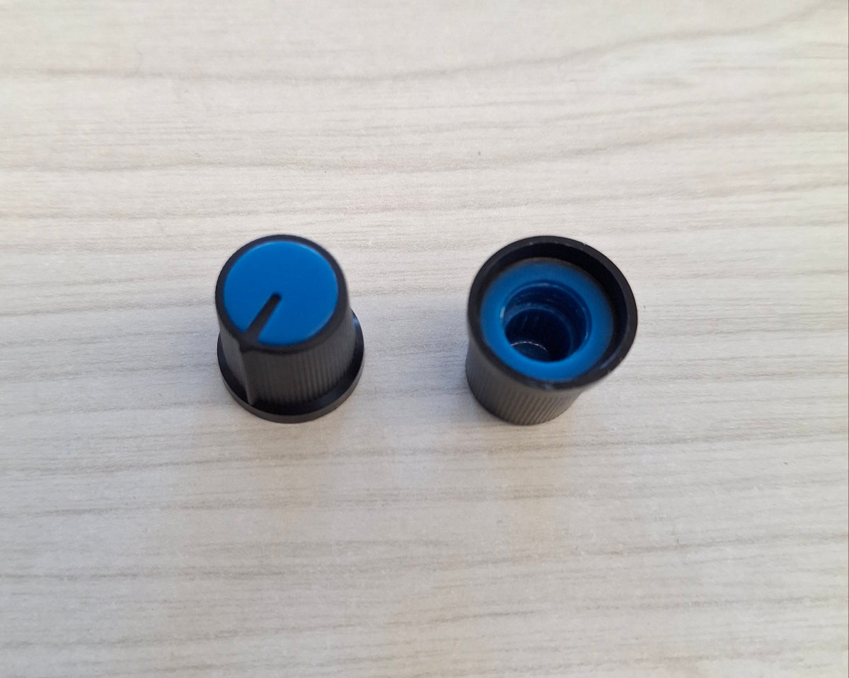 Potentiometerknopf Drehgeber Knopf Kunststoff 6mm blau schwarz Potentiometer