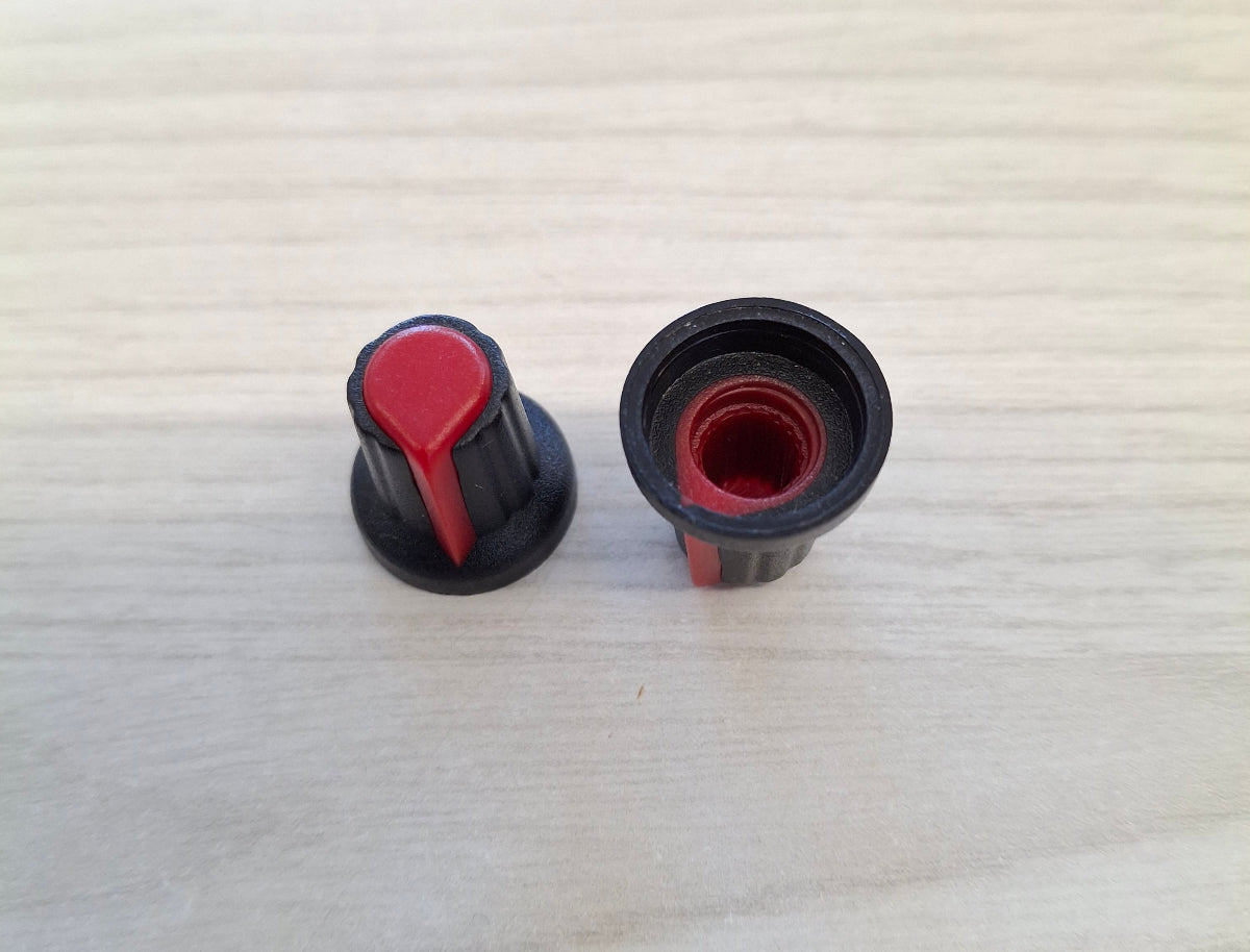 Potentiometerknopf Drehgeber Knopf Kunststoff 6mm rot schwarz Potentiometer