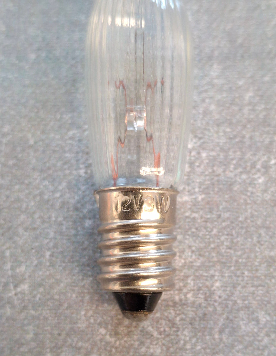 Riffelkerze / Spitzkerze 12 V 3 Watt E10 Fassung – Ersatzlampe für Weihnachtsbeleuchtung
