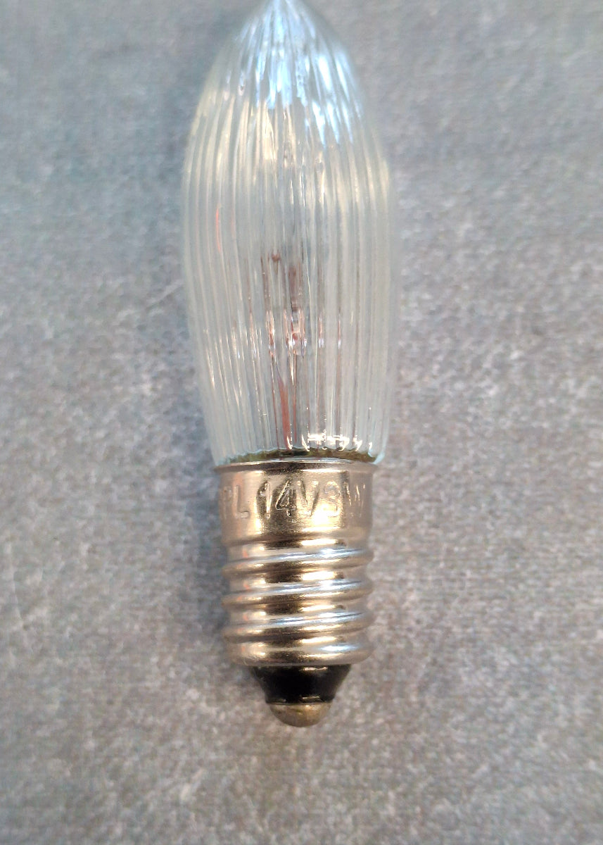 Riffelkerze / Spitzkerze 14 V 3 Watt E10 Fassung – Ersatzlampe für Weihnachtsbeleuchtung