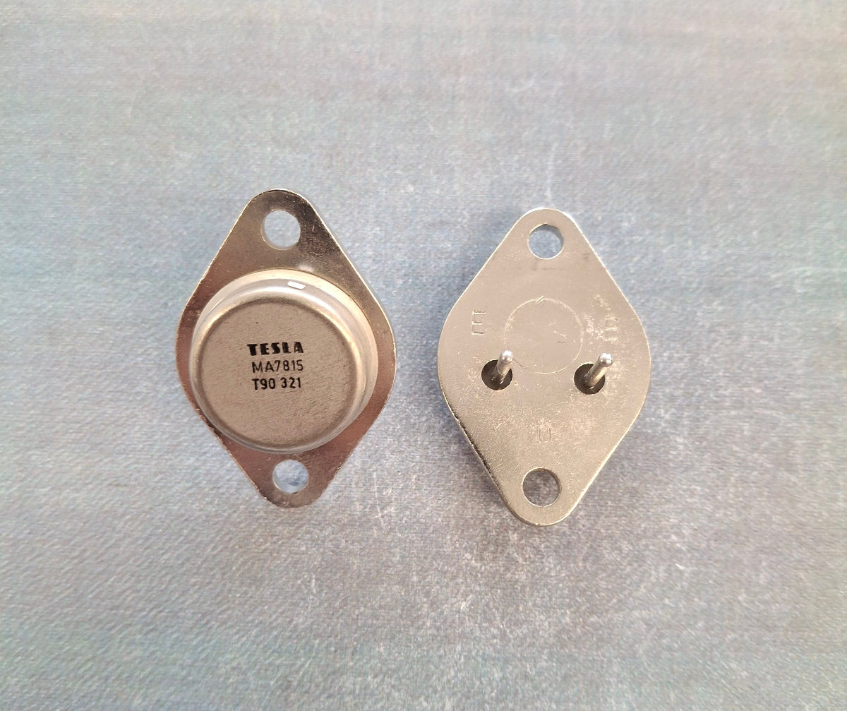 Tesla MA7815 positiver Festspannungsregler 15 Volt 1 Ampere im TO-3-Metallgehaeuse aus der CSSR