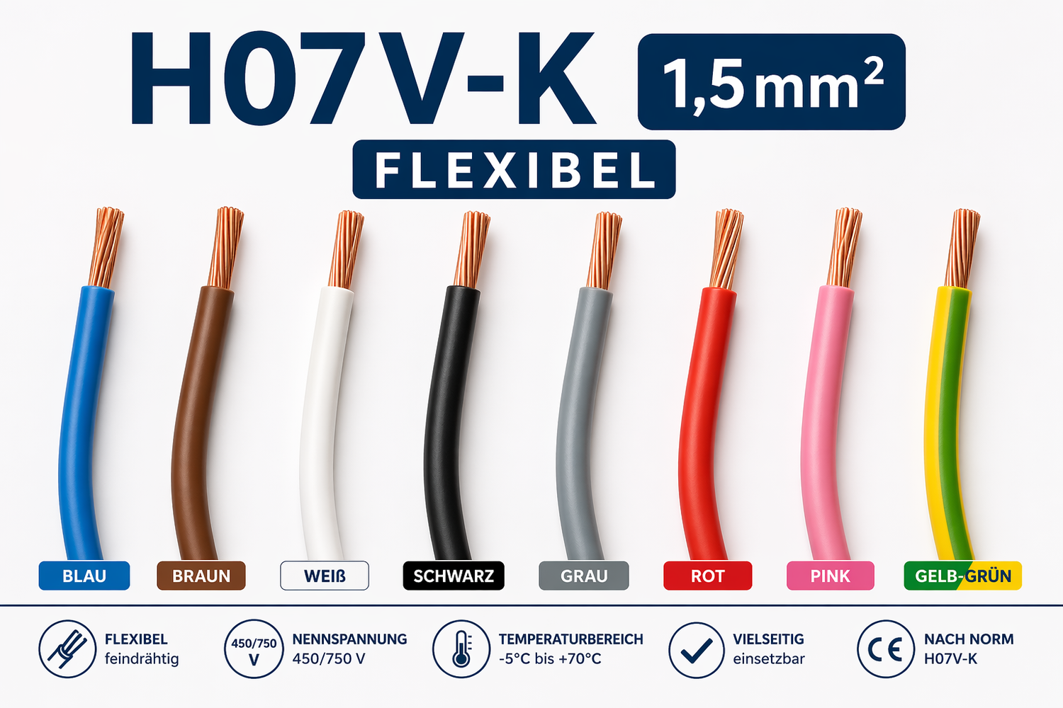 H07V-K Aderleitung Litze 1,5 mm2