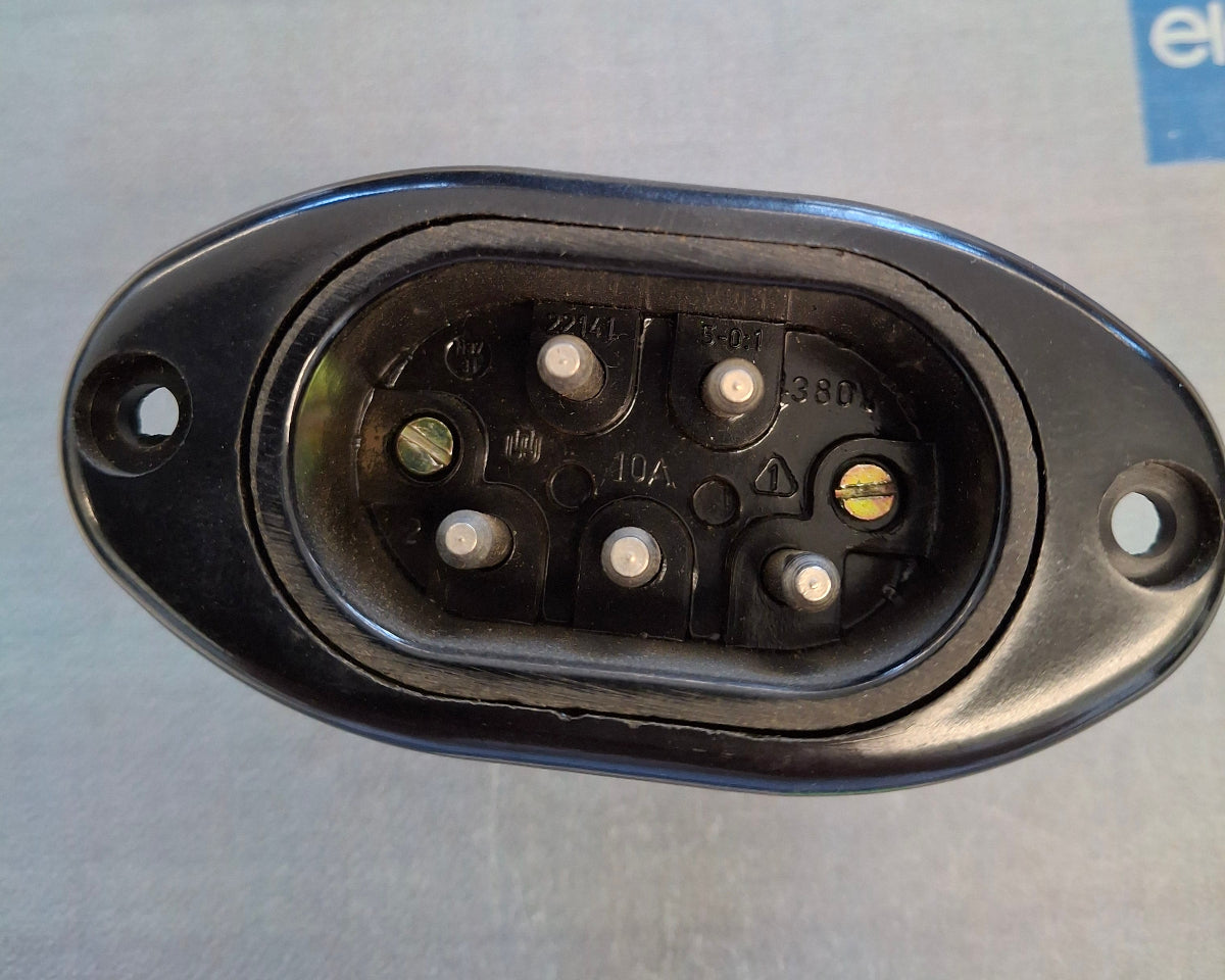 DDR Drehstromstecker Einbau 5-polig 380V 10A Bakelit Historisch Kraftstromstecker