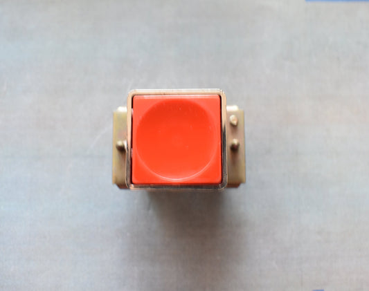 DDR NOS Robotron Druckknopf eckig rot silber TGL-33573