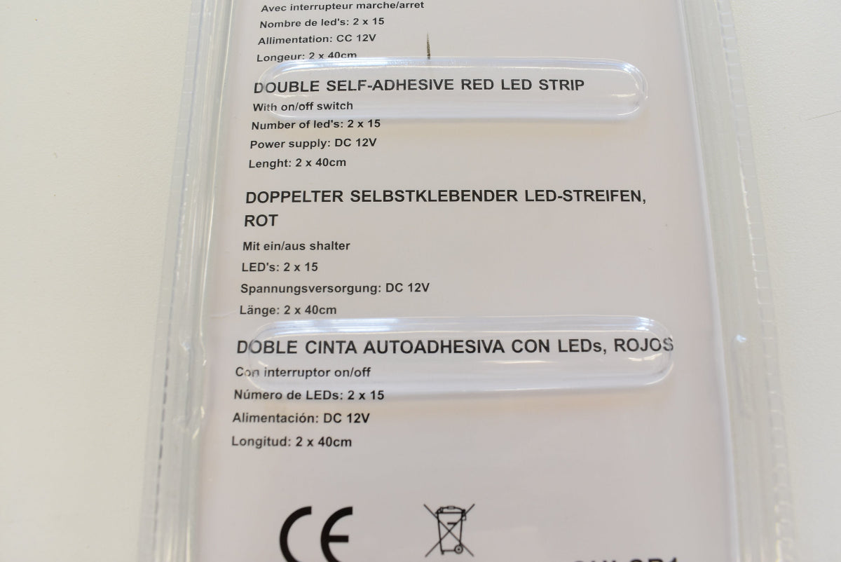 HQ Power LED Strip Light Set 2x40 cm Rot 12V selbstklebende LED-Streifen CHLSR1 Auto Tuning
