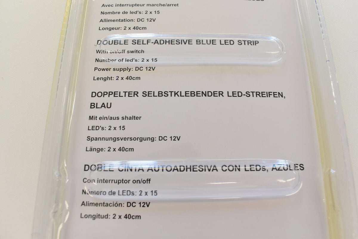 HQ Power LED Strip Light Set 2x40 cm Blau 12V selbstklebende LED-Streifen CHLSB1 Auto Tuning
