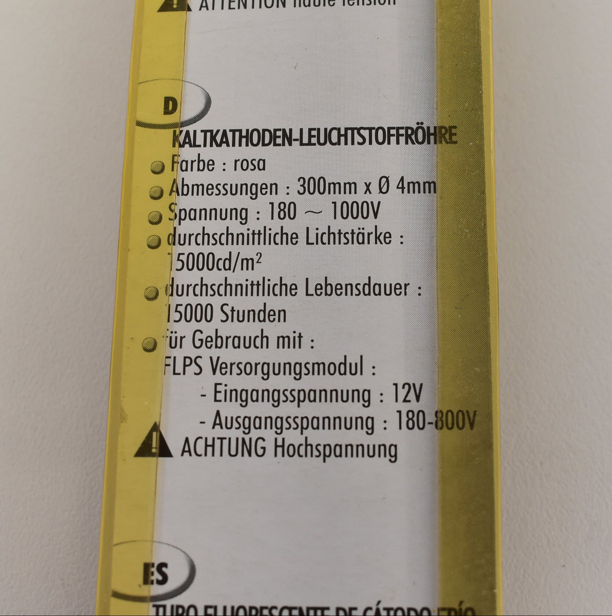 HQ Power FLPSP Kaltkathoden-Leuchtstoffröhre Pink 30 cm 12V Cold Cathode Neonröhre NOS