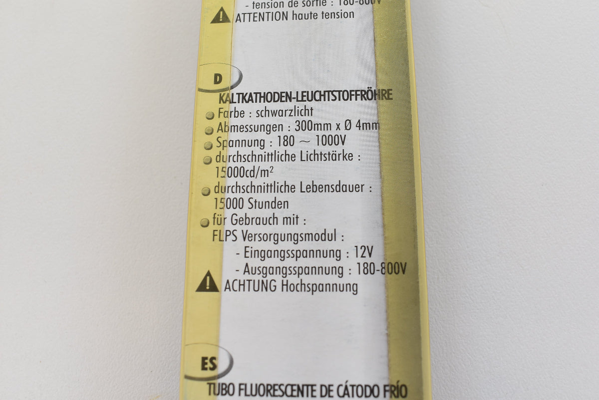 HQ Power FLPSBL Kaltkathoden-Leuchtstoffröhre Schwarzlicht Blacklight UV 30 cm 12V Cold Cathode Neonröhre NOS