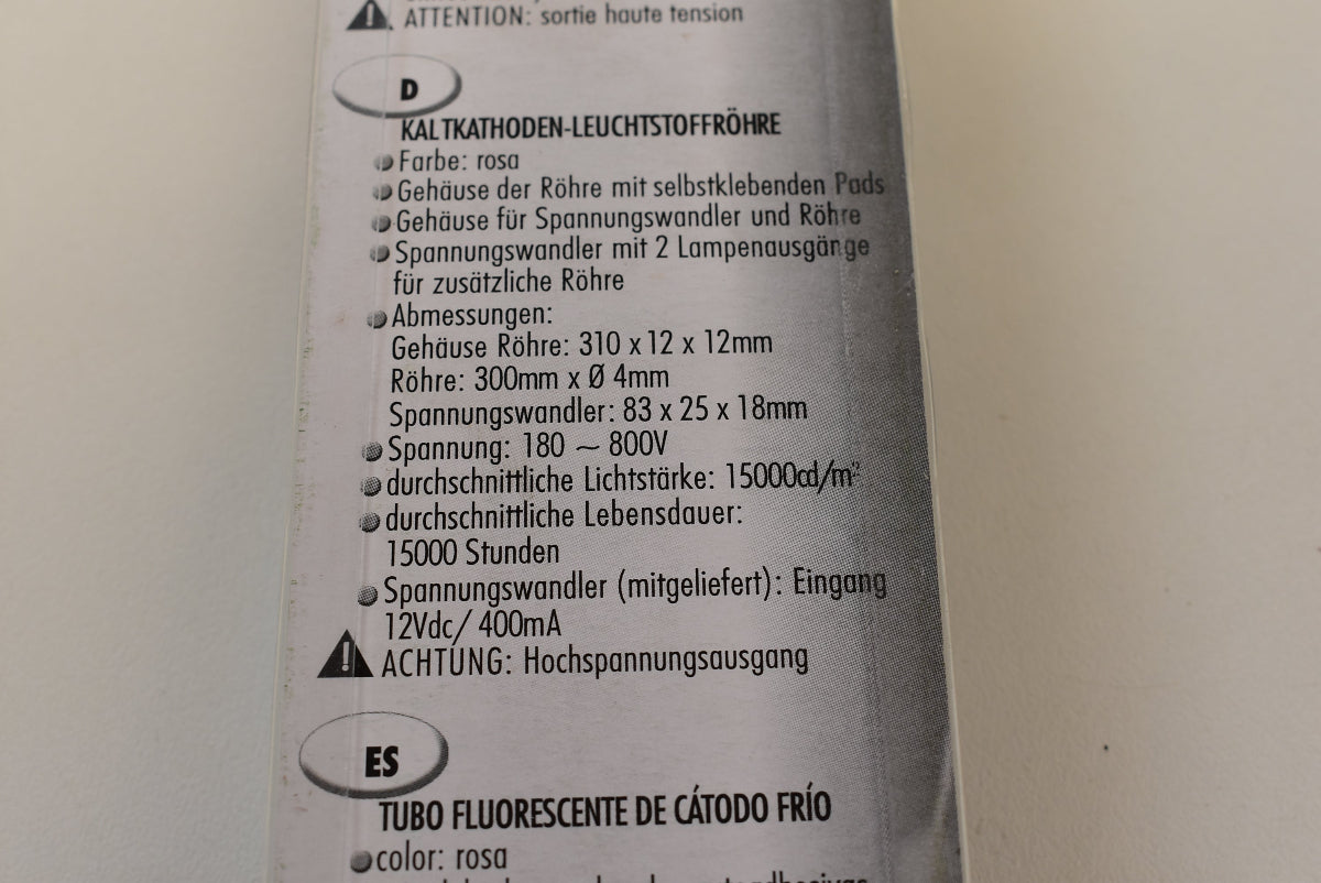HQ Power FLPSP2 Kaltkathoden Pink Rosa Set 30 cm UV CCFL 12V PC Modding NOS