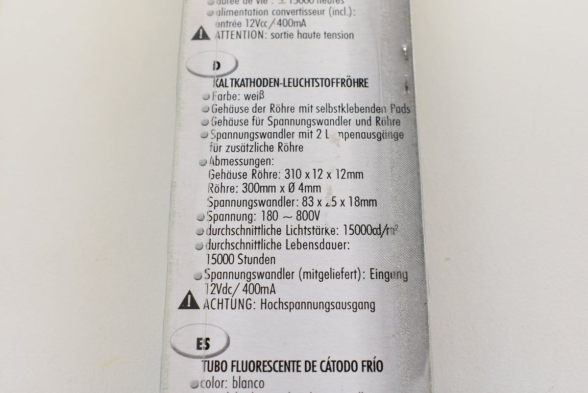HQ Power FLPSW2 Kaltkathoden Weiß Set 30 cm UV CCFL 12V PC Modding NOS