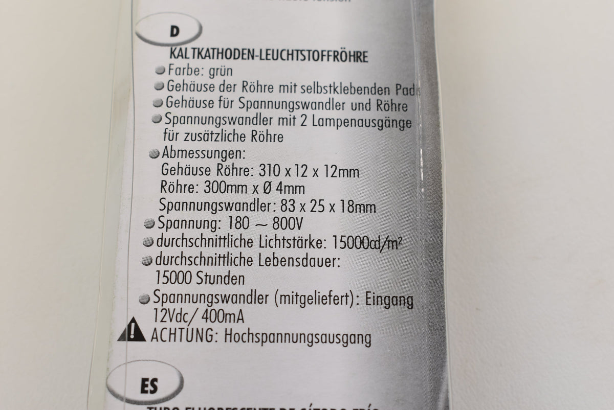 HQ Power FLPSG2 Kaltkathoden Gruen Set 30 cm UV CCFL 12V PC Modding NOS