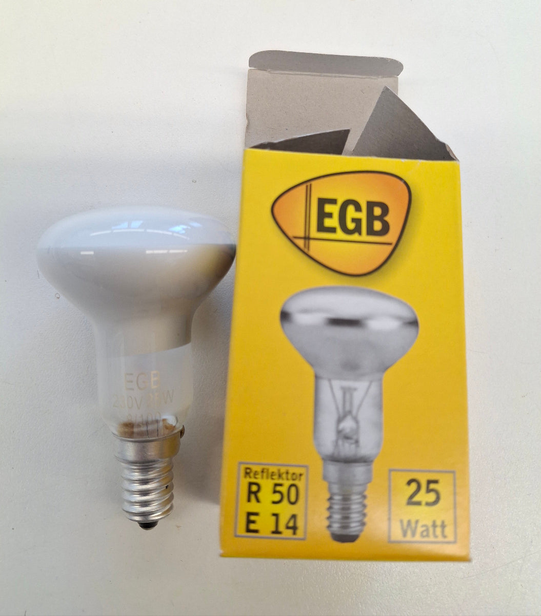 EGB Reflektorlampe R50 E14 25W Klar 230V NOS Glühlampe Spotlampe Originalverpackung