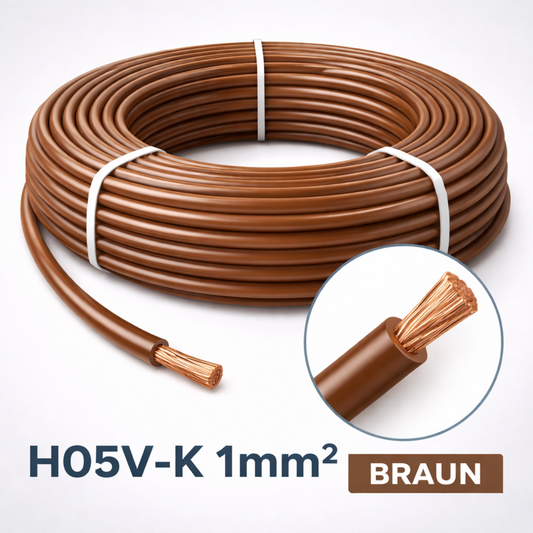 H05V_K Kabel PVC-Isolierung Litze Aderleitung Schaltlitze flexibel 1mm braun