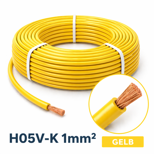 H05V_K Kabel PVC-Isolierung Litze Aderleitung Schaltlitze flexibel 1mm gelb