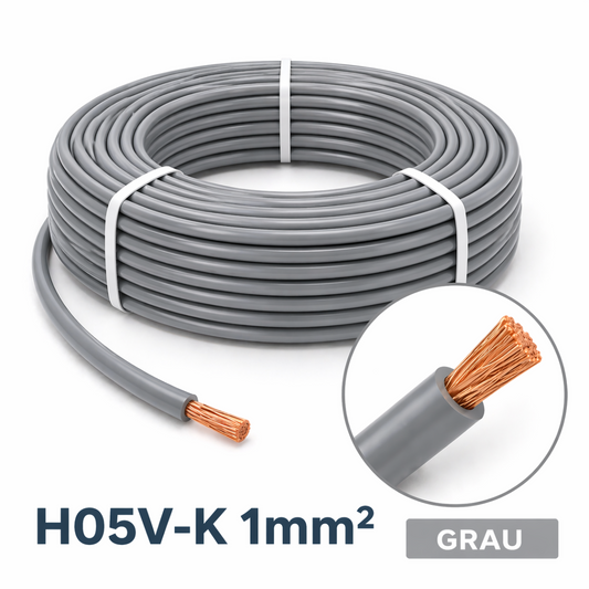 H05V_K Kabel PVC-Isolierung Litze Aderleitung Schaltlitze flexibel 1mm grau
