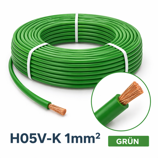 H05V_K Kabel PVC-Isolierung Litze Aderleitung Schaltlitze flexibel 1mm grün