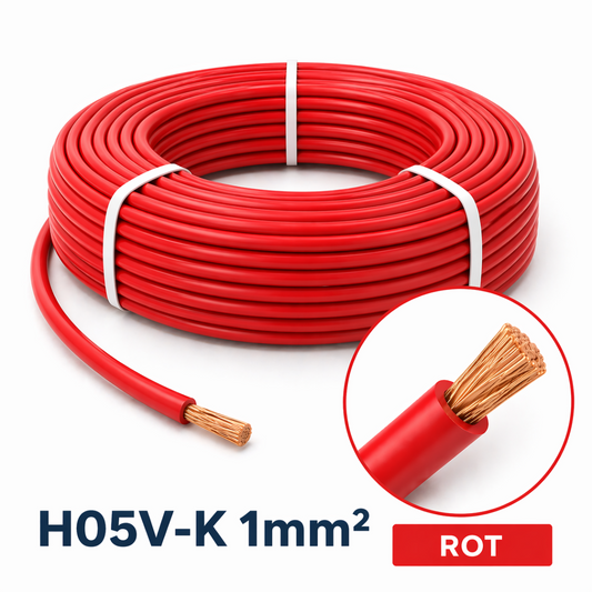 H05V_K Kabel PVC-Isolierung Litze Aderleitung Schaltlitze flexibel 1mm rot