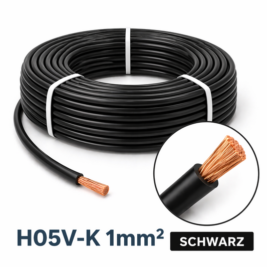 H05V_K Kabel PVC-Isolierung Litze Aderleitung Schaltlitze flexibel 1mm schwarz