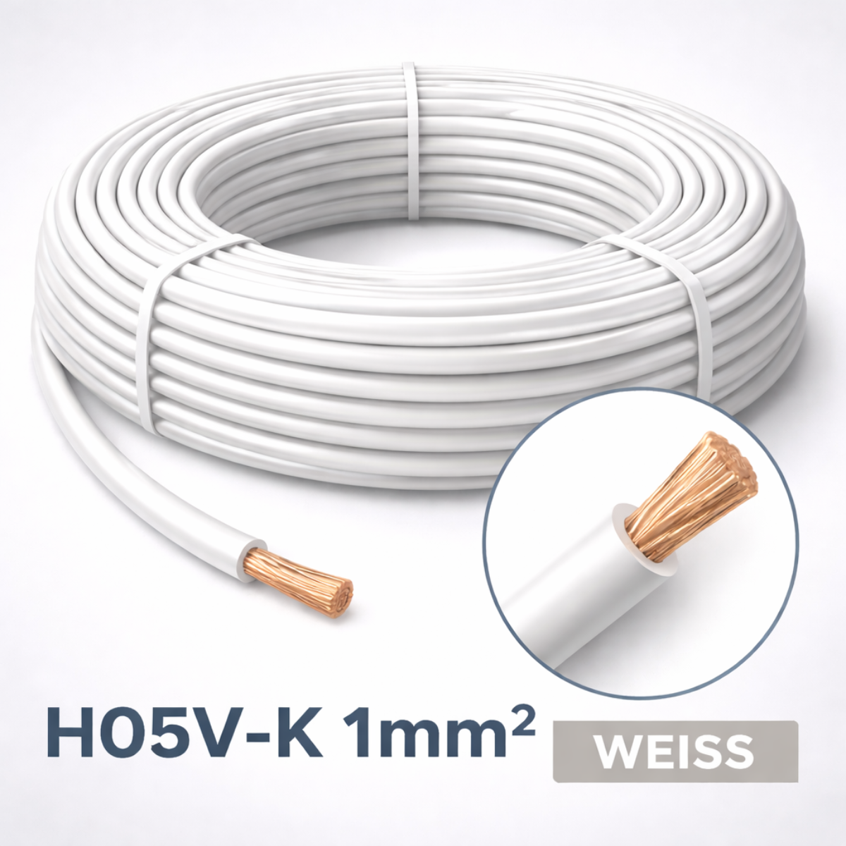 H05V_K Kabel PVC-Isolierung Litze Aderleitung Schaltlitze flexibel 1mm weiss