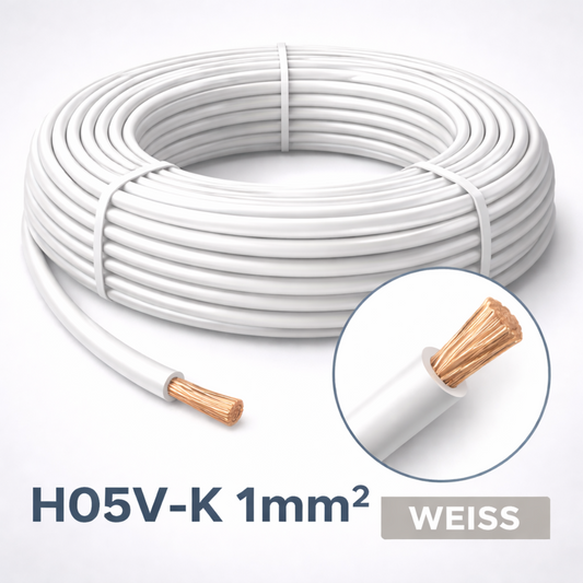 H05V_K Kabel PVC-Isolierung Litze Aderleitung Schaltlitze flexibel 1mm weiss