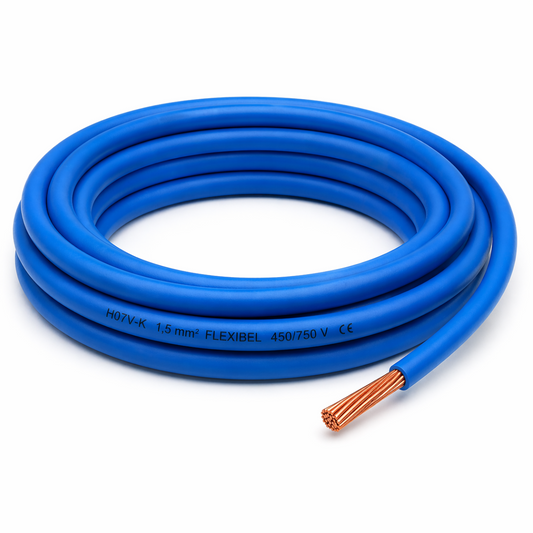 H07V-K Kabel PVC-Isolierung Litze Aderleitung Schaltlitze flexibel 1.5mm blau