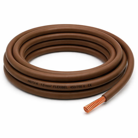 H07V-K Kabel PVC-Isolierung Litze Aderleitung Schaltlitze flexibel 1.5mm braun