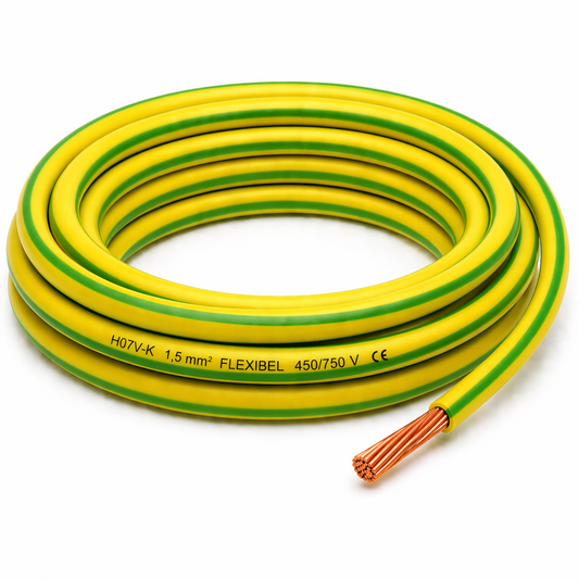 H07V-K Kabel PVC-Isolierung Litze Aderleitung Schaltlitze flexibel 1.5mm gelb-grün