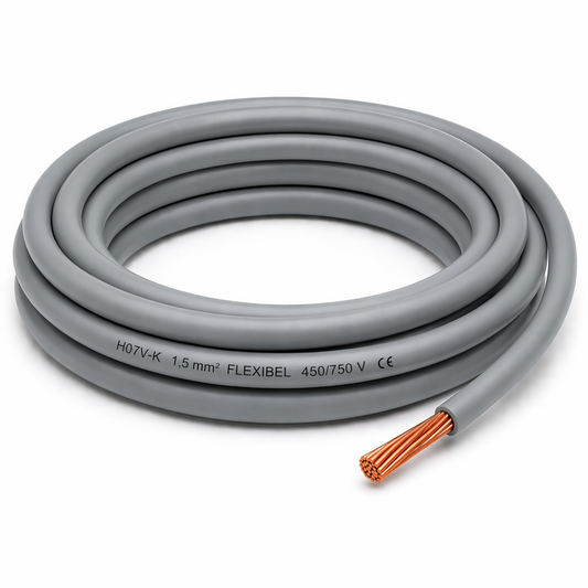 H07V-K Kabel PVC-Isolierung Litze Aderleitung Schaltlitze flexibel 1.5mm grau