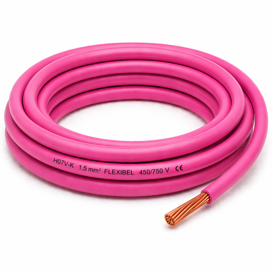 H07V-K Kabel PVC-Isolierung Litze Aderleitung Schaltlitze flexibel 1.5mm pink