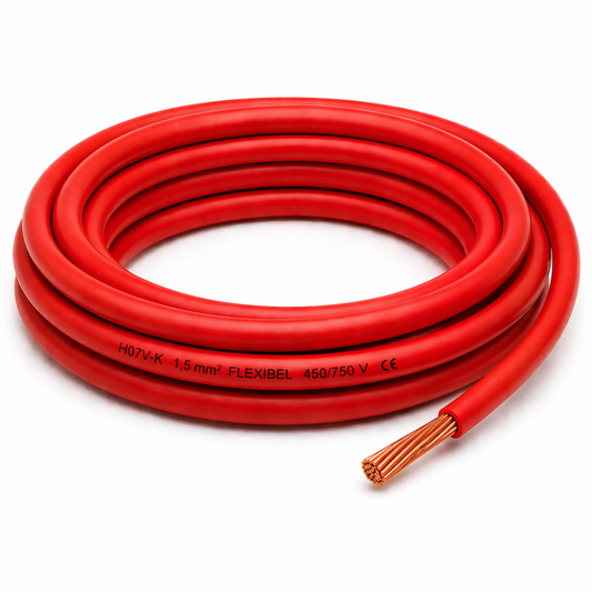 H07V-K Kabel PVC-Isolierung Litze Aderleitung Schaltlitze flexibel 1.5mm rot