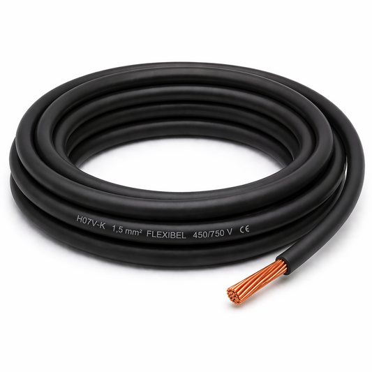 H07V-K Kabel PVC-Isolierung Litze Aderleitung Schaltlitze flexibel 1.5mm schwarz