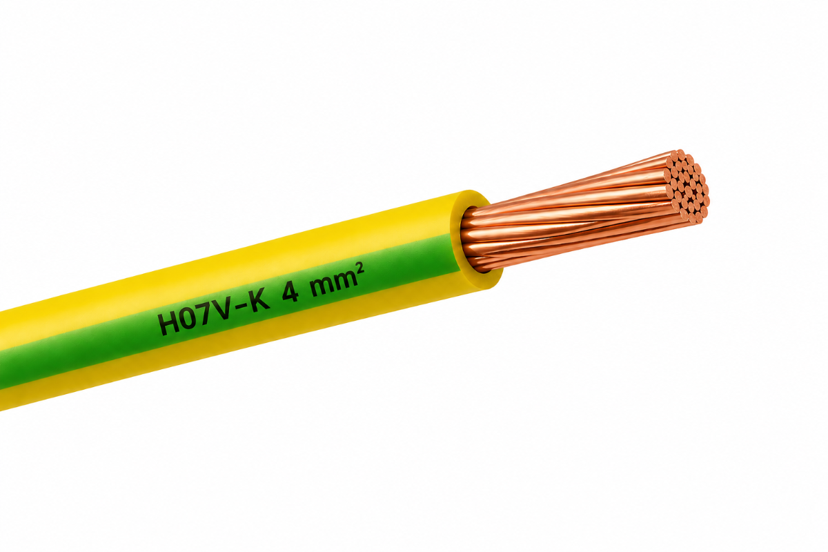 H07V-K Kabel PVC-Isolierung Litze Aderleitung Schaltlitze flexibel 4mm gelb-grün