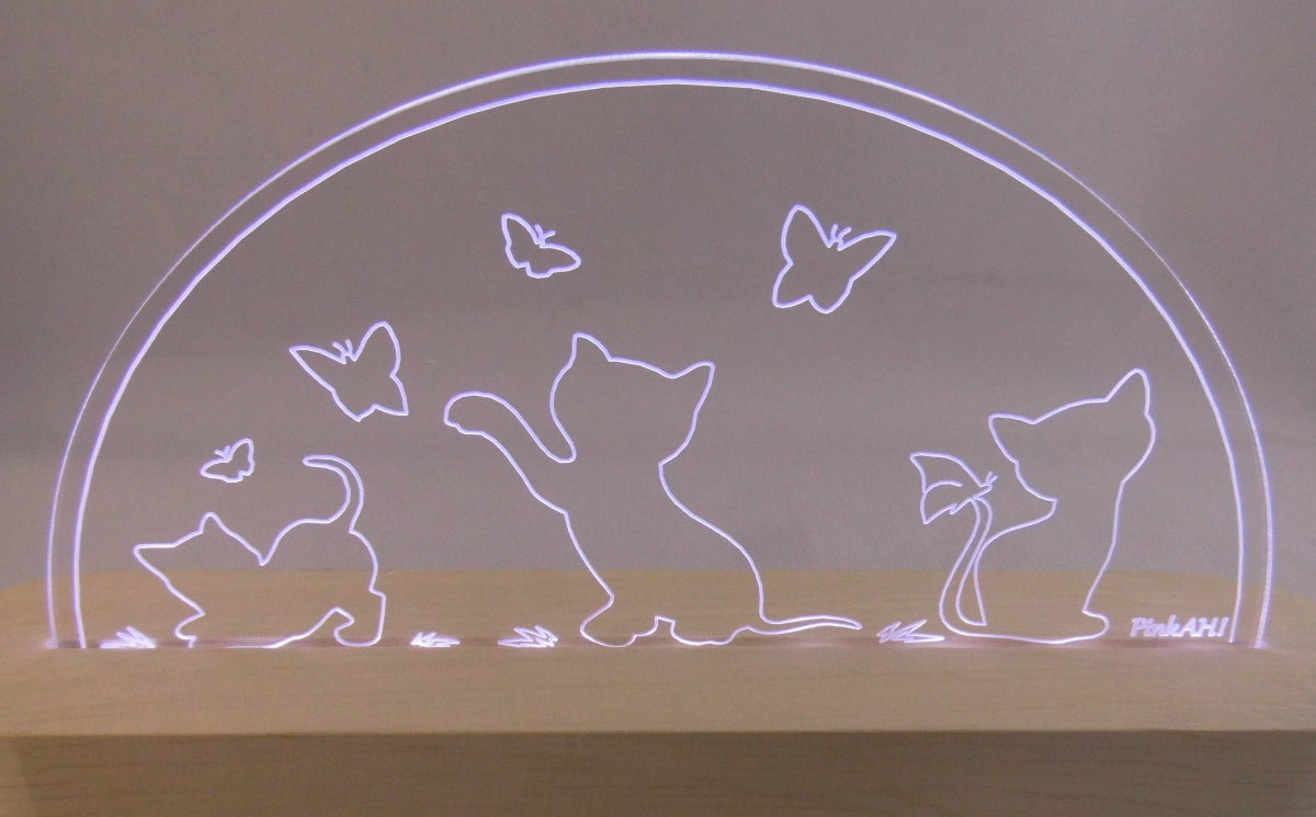 Laserdatei LED-Bogen „Katzenmotiv“ SVG & DXF Digitaler Download