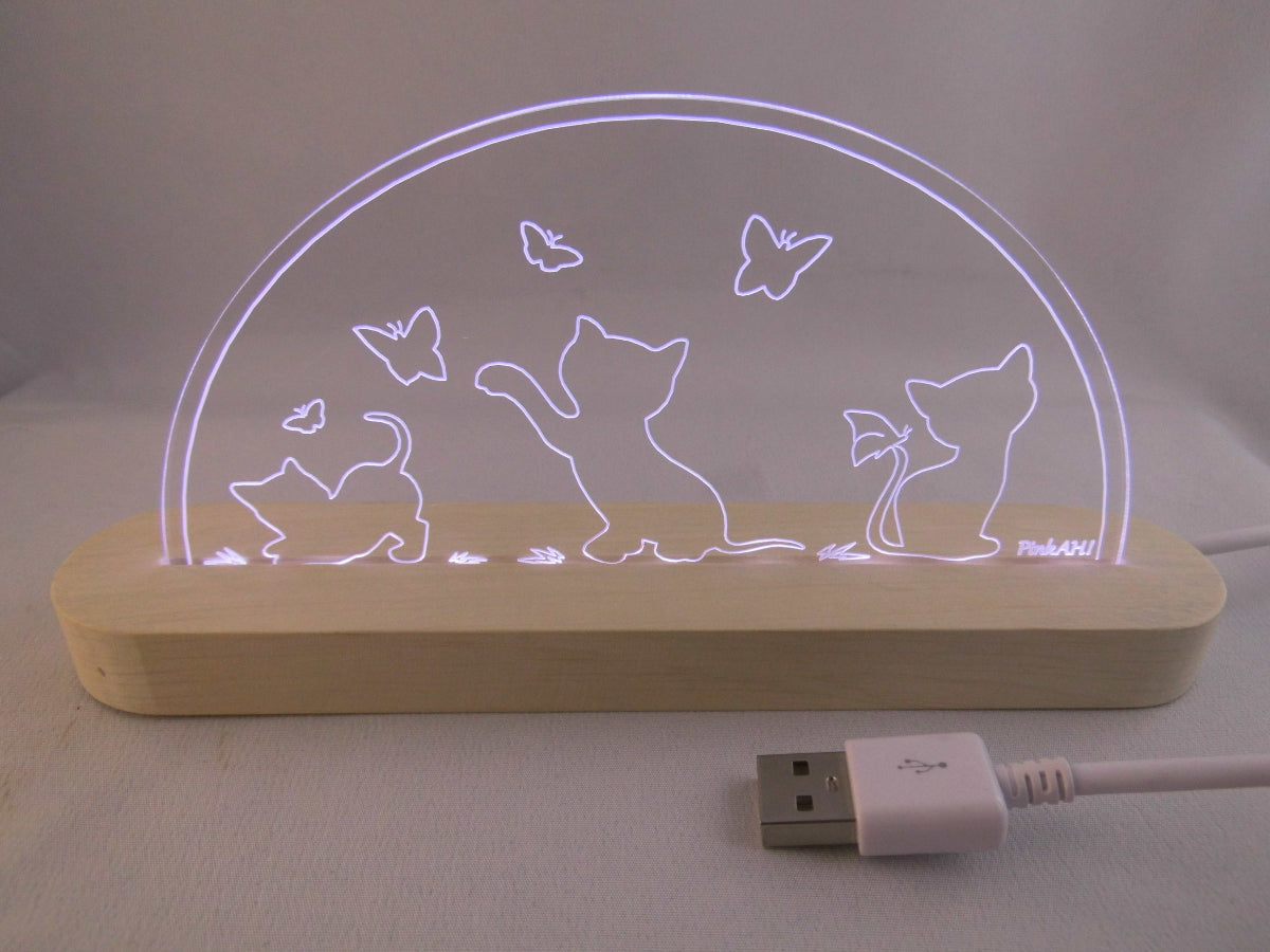 Laserdatei LED-Bogen „Katzenmotiv“ SVG & DXF Digitaler Download