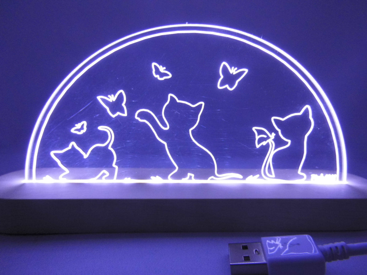 Laserdatei LED-Bogen „Katzenmotiv“ SVG & DXF Digitaler Download