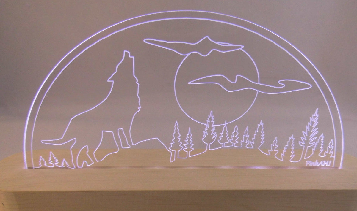 Laserdatei LED-Bogen „heulender Wolf“ SVG & DXF Digitaler Download