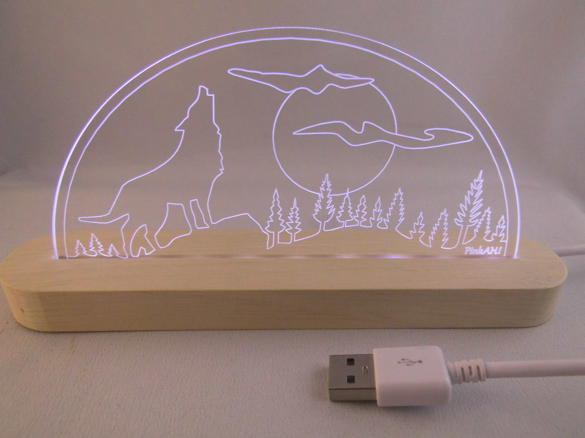 Laserdatei LED-Bogen „heulender Wolf“ SVG & DXF Digitaler Download