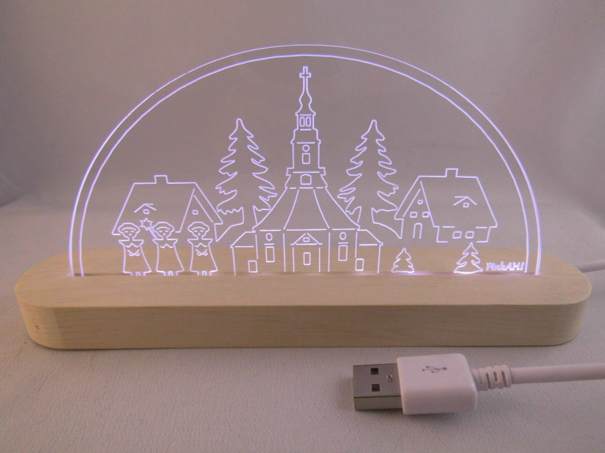 Laserdatei LED-Bogen „Seiffener Kirche mit Kurrende“ SVG & DXF Digitaler Download