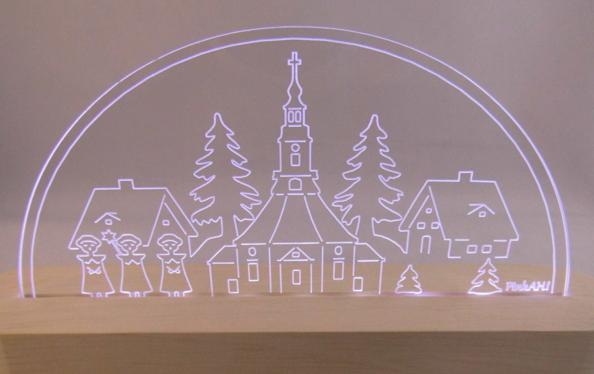 Laserdatei LED-Bogen „Seiffener Kirche mit Kurrende“ SVG & DXF Digitaler Download