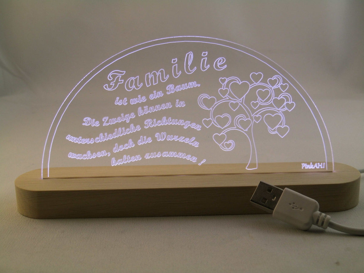 Laserdatei LED-Bogen „Familie“ SVG & DXF Digitaler Download