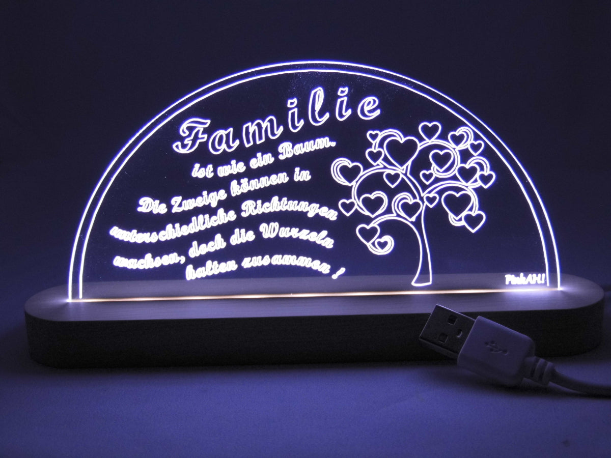 Laserdatei LED-Bogen „Familie“ SVG & DXF Digitaler Download