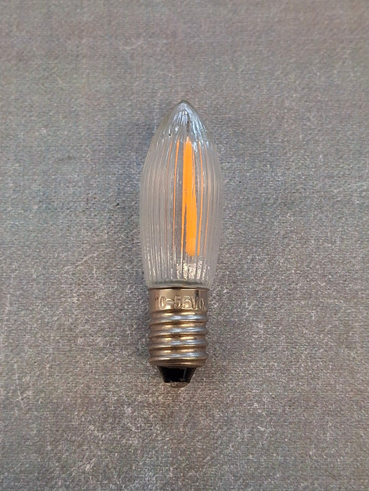 LED Filament E10 10–55V 0,2W Riffelkerze / Spitzkerze – Ersatzlampe für Weihnachtsbeleuchtung