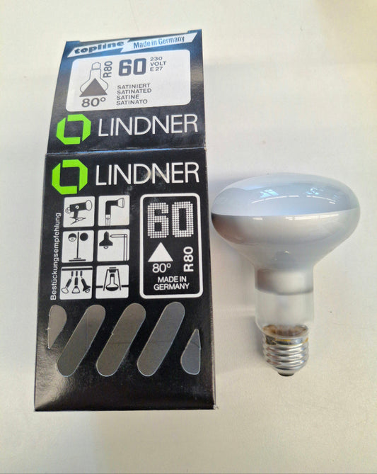 LINDNER Topline R80 Reflektorlampe 60W E27 satiniert 230V Made in Germany NOS
