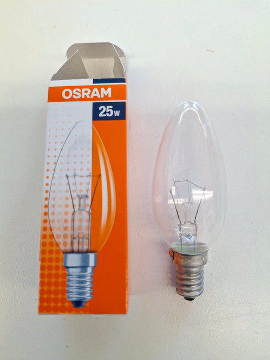 OSRAM Classic B Kerzenlampe 25W E14 230V klar Glühlampe NOS
