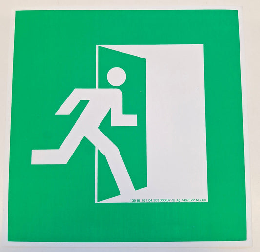 Original DDR Fluchtweg-Schild / Rettungsweg-Schild nach rechts – Vintage Industrieschild in Grün