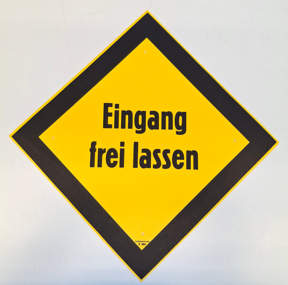 Original DDR Schild Eingang frei lassen Hinweisschild Signograph Vintage Industrieschild gelb schwarz