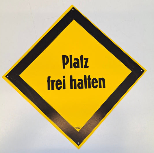 Original DDR Schild Platz frei halten Hinweisschild Signograph Vintage Industrieschild Gelb schwarz