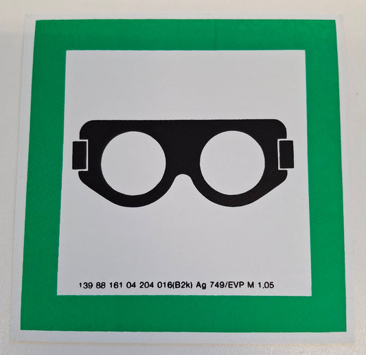 Original DDR Schild Schutzbrille Arbeitschutz Hinweisschild Signograph Vintage Industrieschild